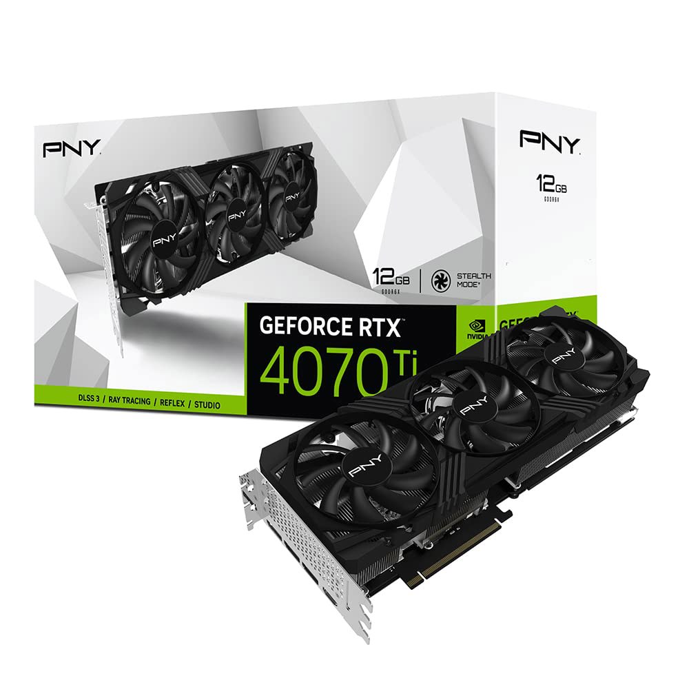 PNY GeForce RTX 4070 Ti 12GB 버토 트리플 팬 그래픽 카드 DLSS RTX 4070 Ti LED - 상품 이미지