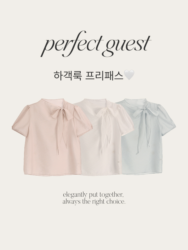 (국내제작) (하객룩반팔ver.♥) 리본 타이 반팔 블라우스 bs8776 이미지 2