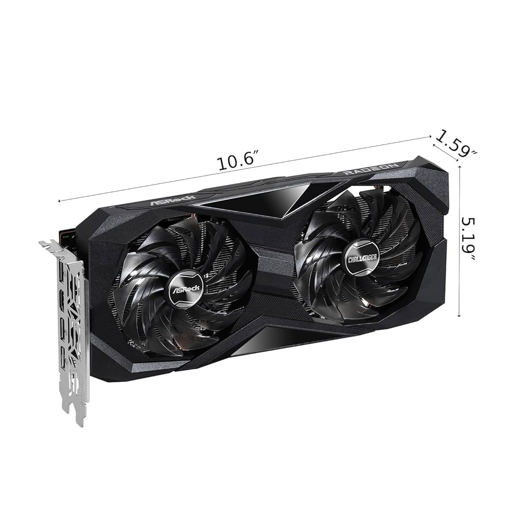 ASRock Radeon RX 7600 챌린저 8GB OC 그래픽 카드, AMD RDNA 3 아키텍처, GDDR6, PCIe 4.0, 듀얼 팬, 0dB 사일런트 쿨링, HDMI - 상세 이미지 3