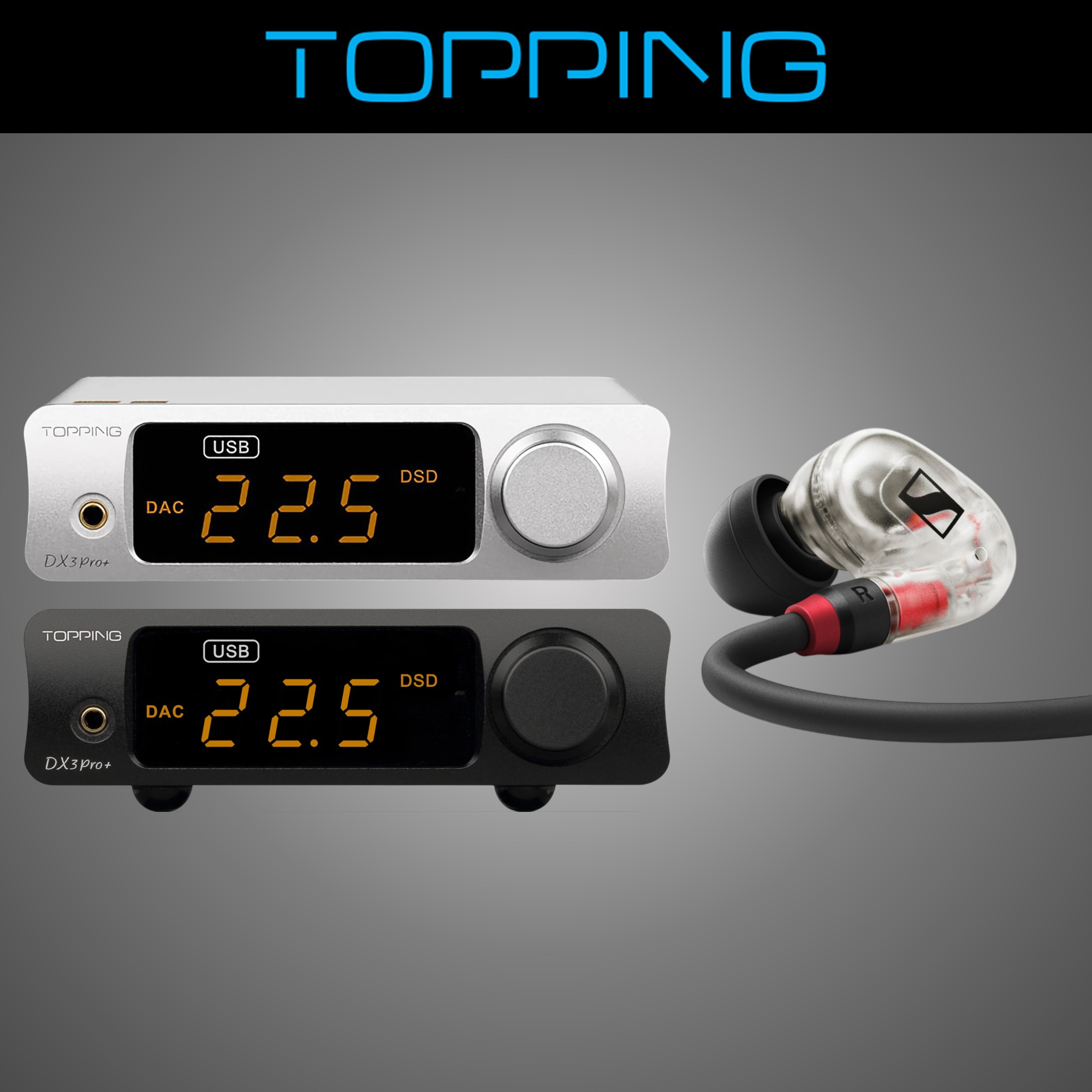 TOPPING 토핑 DX3 Pro Plus DAC 헤드폰앰프 젠하이저 IE100 패키지 - 상품 이미지