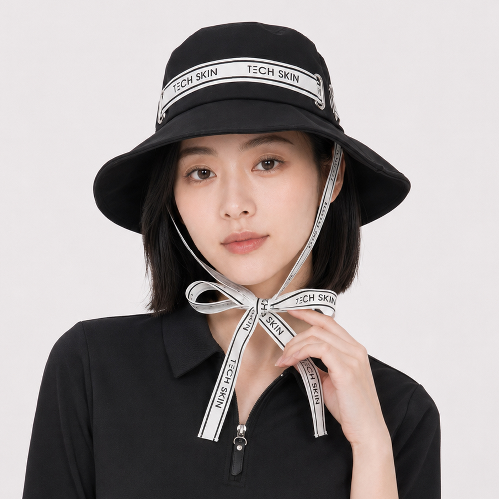 테크스킨 여성 리본 버킷햇 블랙 - 상세 이미지 2