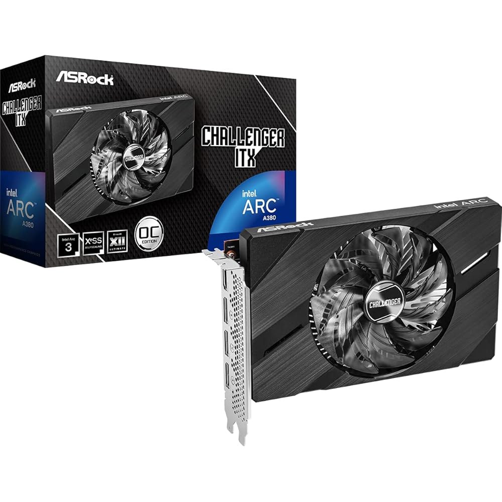 ASRock 인텔 Arc A380 챌린저 ITX 6GB OC 그래픽 카드 | 싱글 슬롯 2250MHz GDDR6 디스플레이포트 2.0 HDMI 2.0b 0dB 냉각 8K 지원 50 - 상품 이미지