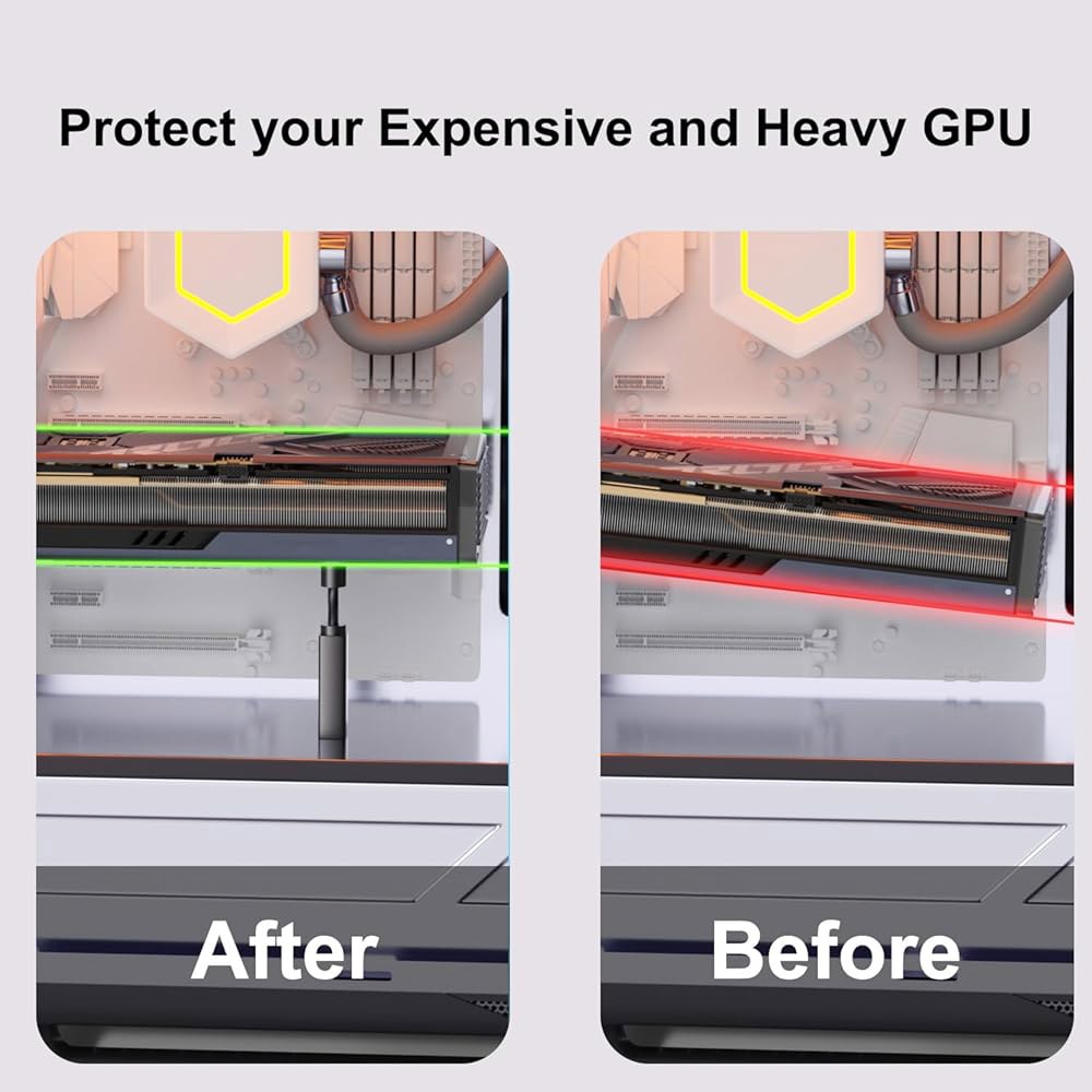 GPU 지원 브래킷, 알루미늄 조절 가능한 그래픽 카드 홀더, 비디오 스탠드, 안티 사그 74-120mm - 상세 이미지 3