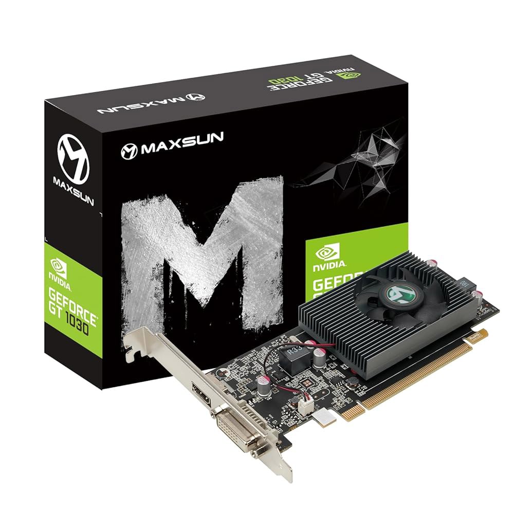 Maxsun GEFORCE GT 1030 2GB GDDR5 64비트 비디오 그래픽 카드 GPU PCIe 3.0 DirectX 12 ITX HDCP DVI HDMI SFF 로우 프로 - 상품 이미지