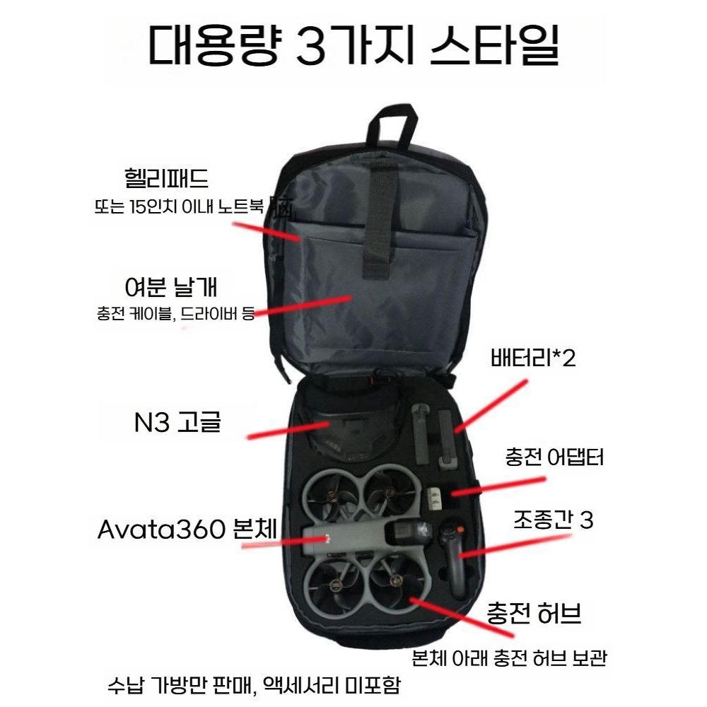 아바타360 백팩 수납 가방 드론 휴대용 방수 배낭 - 상세 이미지 2