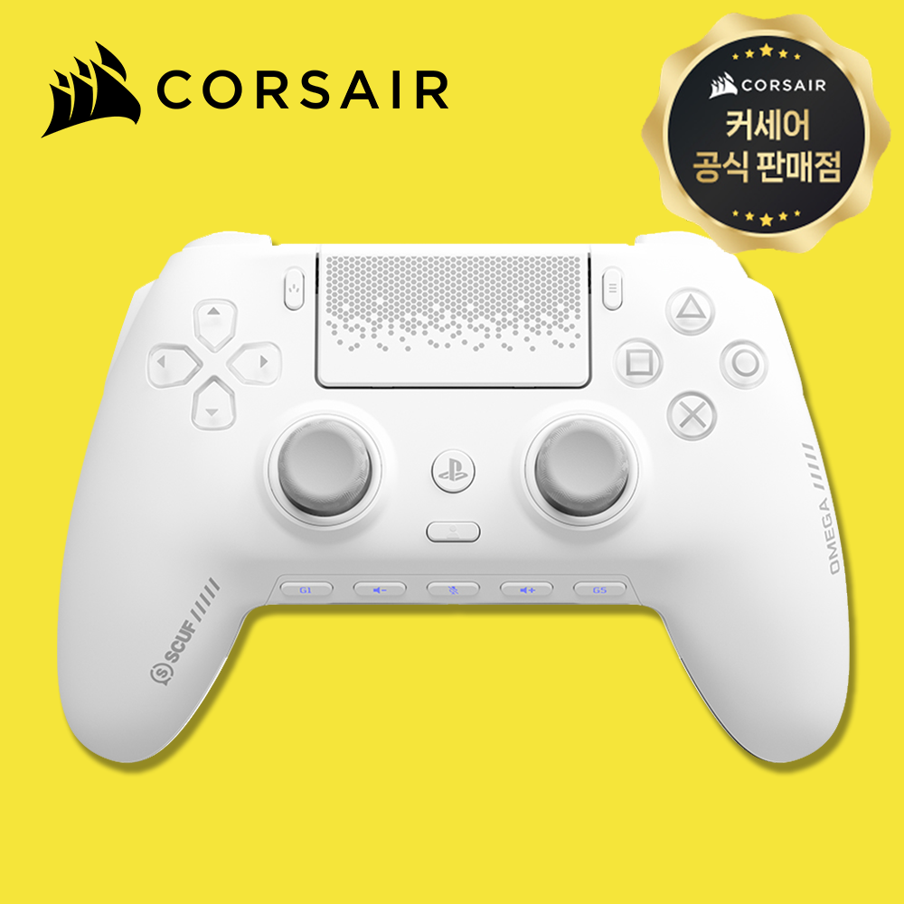 [국내정발] 커세어 스커프 오메가 PS5 PC 무선 게임패드 화이트 - 상품 이미지