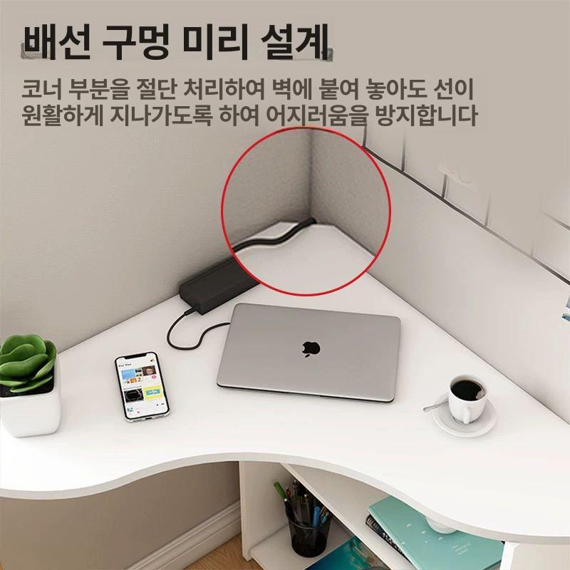 삼각형책상 컴퓨터 오피스 코너 삼각 모서리 틈새 작은 테이블 80cm 핑크 예 - 상세 이미지 5