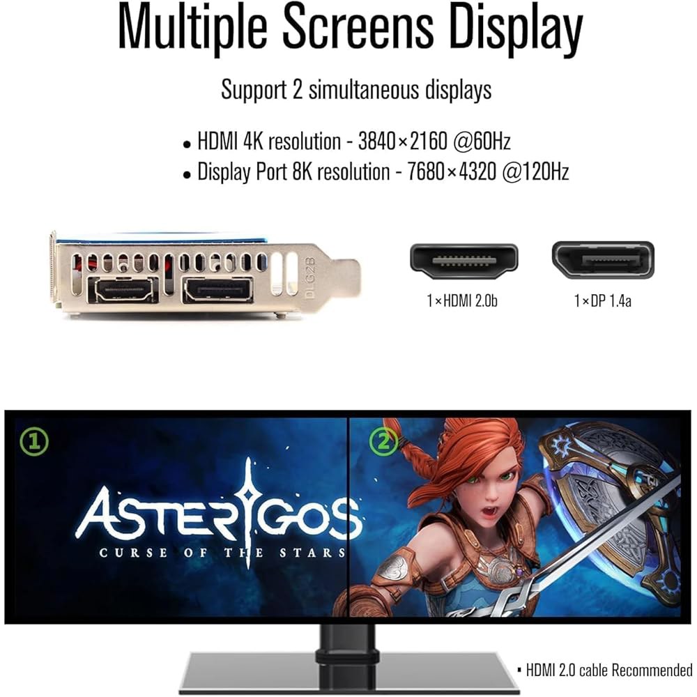 SRhonyra GTX 1060 3GB 저프로파일 그래픽 카드 GDDR5 PCIe 3.0 X16 192비트 SFF GPU HDMI 디스플레이포트 듀얼 디스플레이, 컴팩트 PC 케이 - 상세 이미지 3