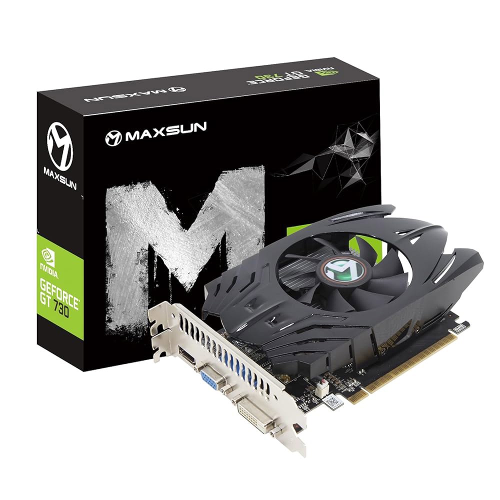 maxsun GeForce GT 730 4GB 비디오 그래픽 카드 GPU - 컴퓨터 PC GDDR3 ITX 디자인 PCI Express DVI-I, HDMI, VGA 4K 멀티 - 상품 이미지