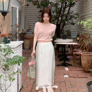 (국내제작) 시스루 레이어드 롱 스커트 sk7825 착용 후기 | 사이즈/핏 총정리 - 상품 이미지 2