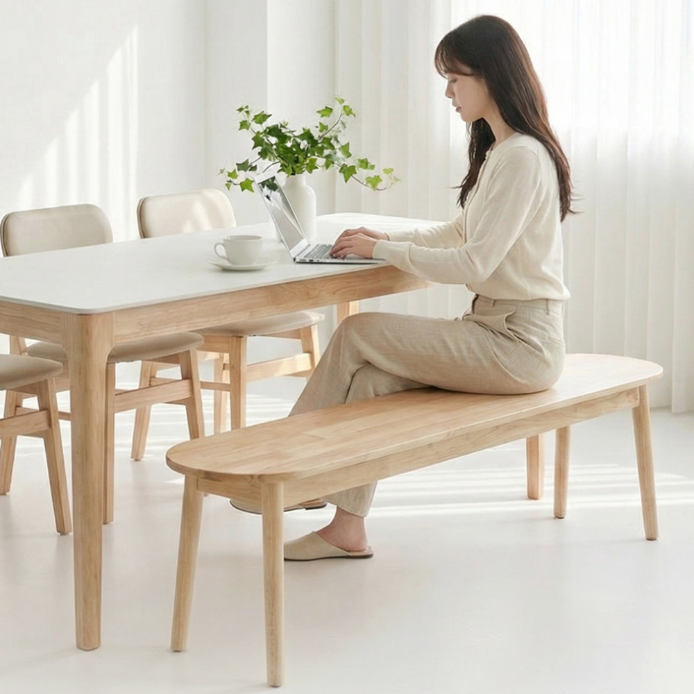 라노스 식탁의자 벤치 원목 가죽 편한 장의자 인테리어 벨로 1100mm - 상세 이미지 2