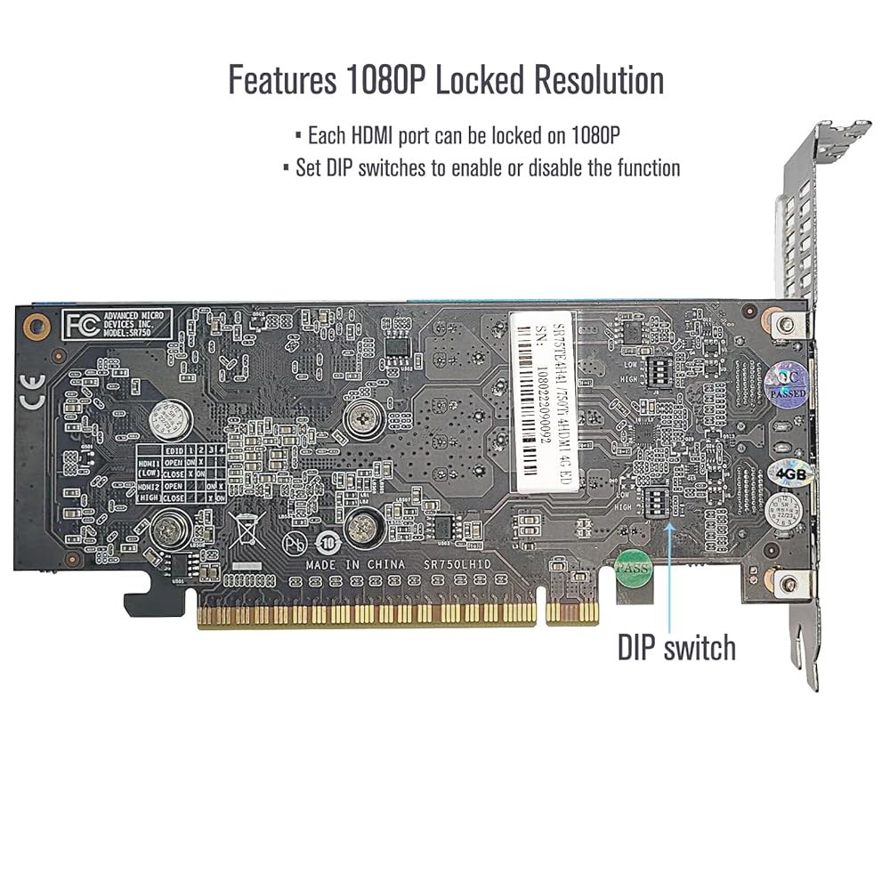 잠금 해상도, GDDR5 128비트 6 HDMI 2.0 포트, 비디오 월 프로젝션 퓨전 재고 모니터링 기능을 갖춘 SRhonyra GTX 750 Ti 4GB 4 모니터 카드 - 상세 이미지 3