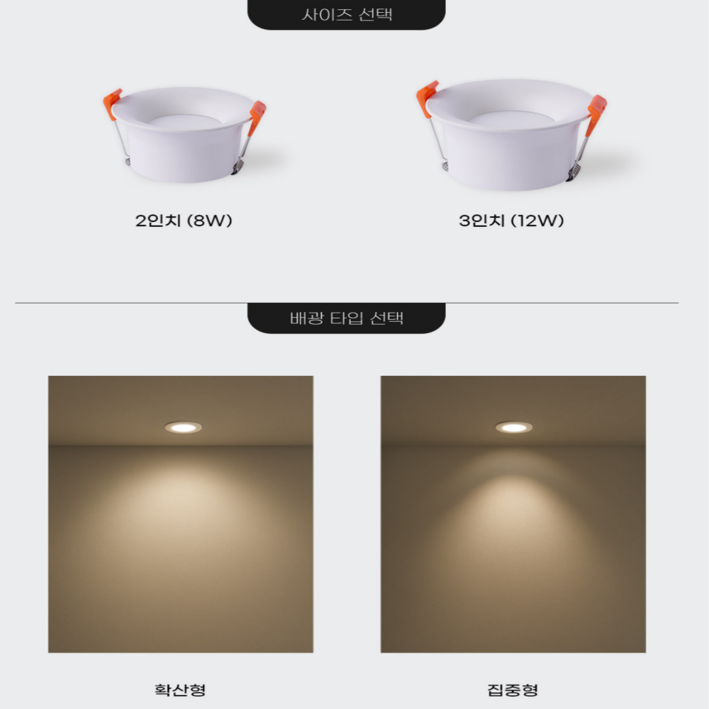 LED 색변환 슬림 다운라이트 매립등 매입등 5CM(2인치), 전주백색(집중형) - 상세 이미지 4