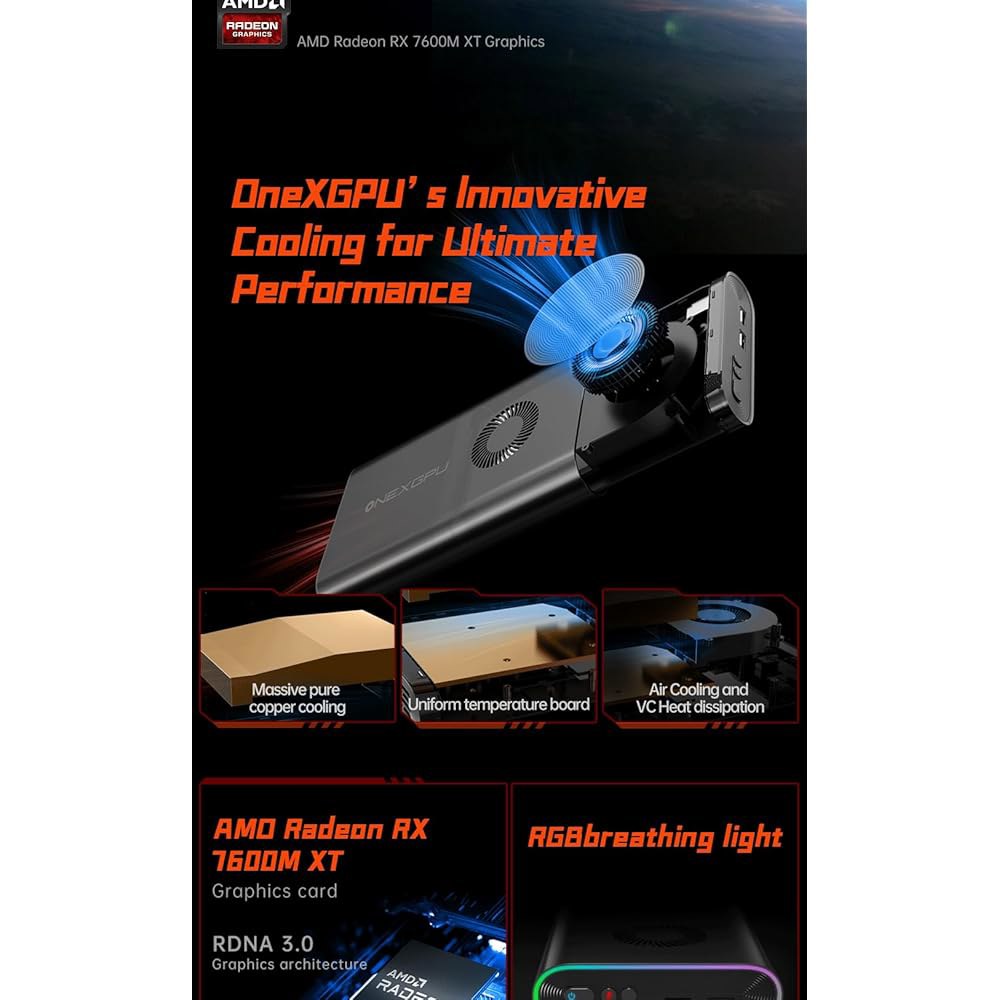 ONEXGPU 그래픽 카드 도크 확장 eGPU, Radeon RX 7600M XT RDNA3.0 8GB GDDR6 6nm - 상세 이미지 3