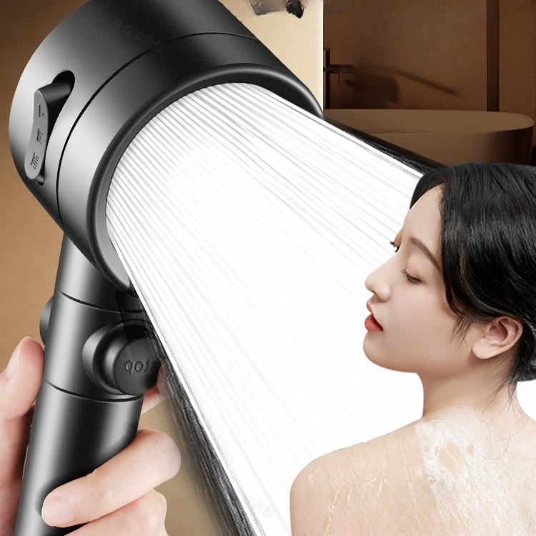 샤워기헤드 터보 샤워기 수압 강화 헤드 가정용 수압조절 버튼형 건메탈 그레이 3단 터보 - 상세 이미지 2