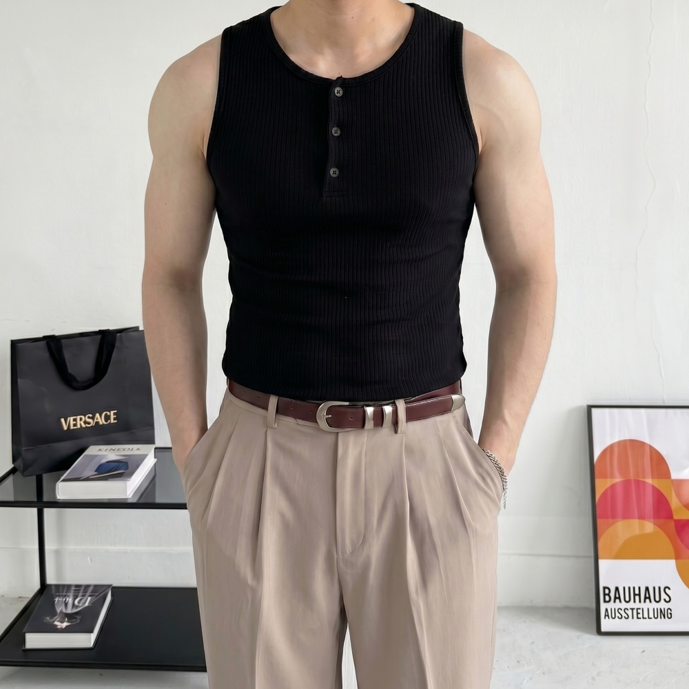 1+1 머슬핏 남자헬스나시 슬림 스판 나시티 이미지 8