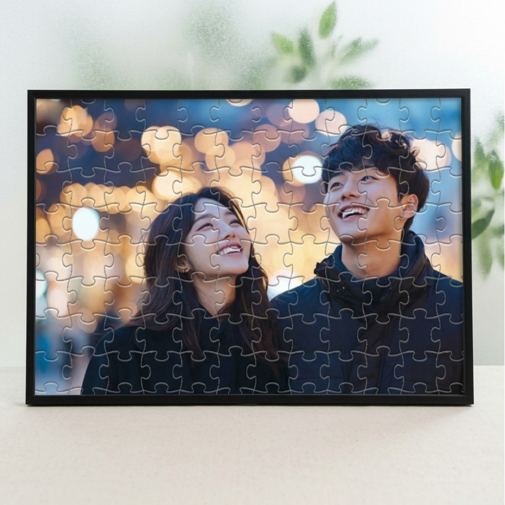 커플 사진퍼즐 주문제작 액자 포함 기념일 선물 직소퍼즐 맞춤제작 400x293mm, 혼합 - 상세 이미지 4