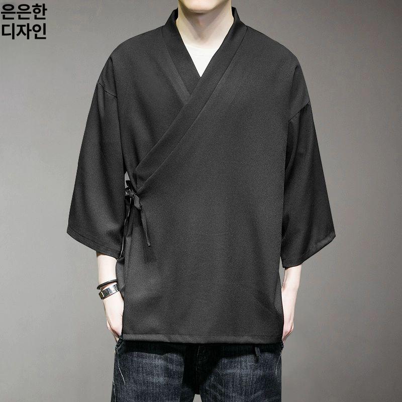 삼베옷 한복 남성 승복 정장 도포 두루마기 다크네이비 (순면 직물) M - 상품 이미지