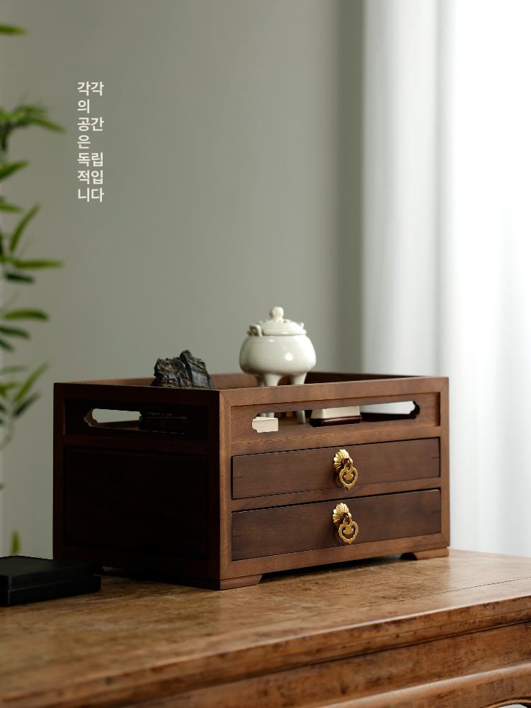 만년필 원목케이스 홀더 서랍 펜 연필 샤프 서재 장식 우아한 문성 호두나무 - 상세 이미지 2
