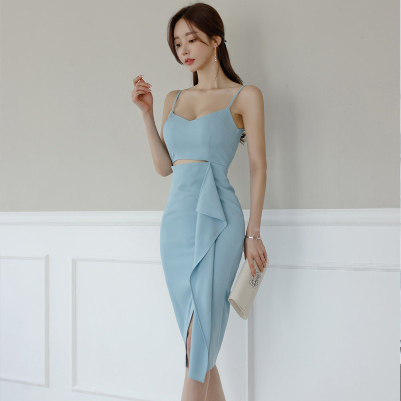 하늘색드레스 기념일 스냅촬영 이브닝 스튜디오 엘레강스룩 연주회 공주 - 상품 이미지