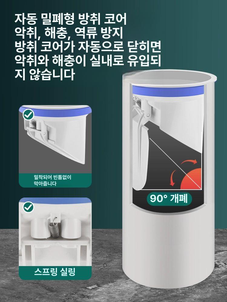 pvc 배관 트랩 커버 악취역류방지 오수받이 정화조 덮개 배수관 110 필터망 포함 - 상세 이미지 3