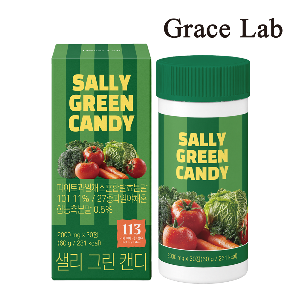 그레이스랩 샐리 그린 캔디 식이섬유 샐러드캔디 2,000mg x 30정, 1개 - 상품 이미지