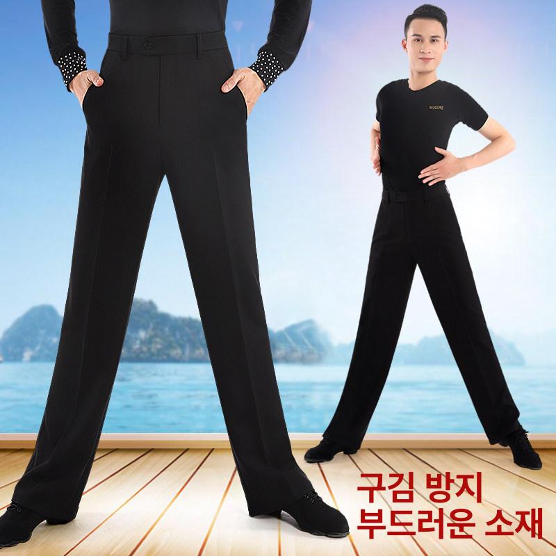 댄스복 남성 바지 재즈 남자 하의 라틴 댄스스포츠 사교 블랙 (얇은) 허리둘레 2.2(29) - 상세 이미지 2