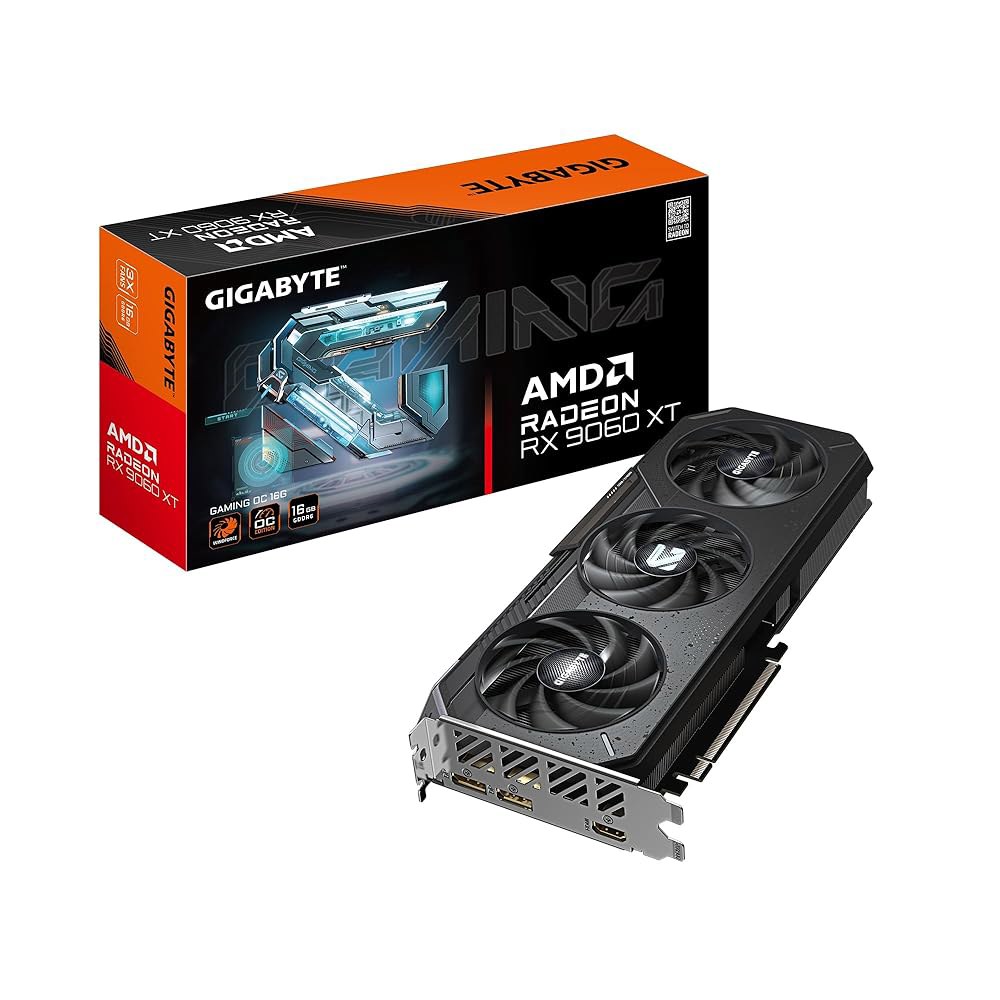 기가바이트 라데온 RX 9060 XT 게이밍 OC 16G 그래픽 카드, PCIe 5.0, 16GB GDDR6, GV-R9060XT OC-16GD 비디오 카드 - 상품 이미지