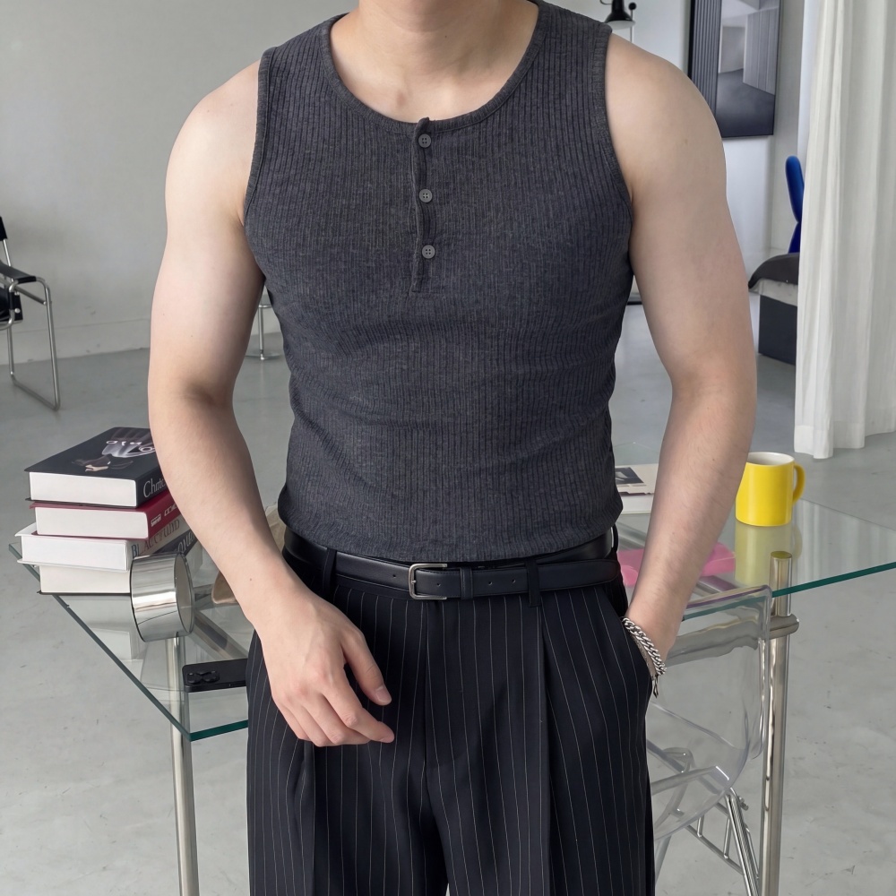 1+1 머슬핏 남자헬스나시 슬림 스판 나시티 - 상세 이미지 5