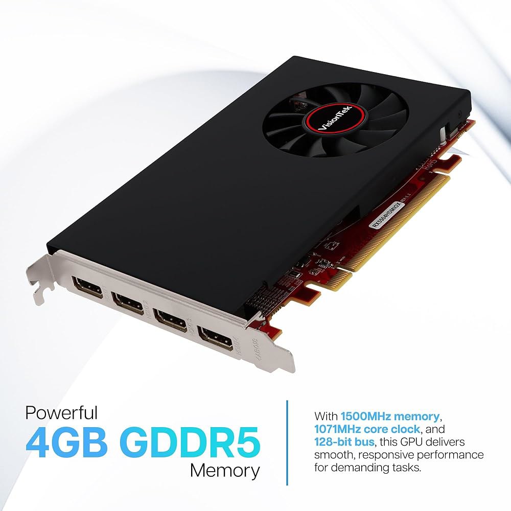 비전텍 라데온 Rx 550 4GB GDDR5 u2013 4K 해상도 지원 그래픽 카드 x4 HDMI 출력, 프리싱크 2, PCI 익스프레스 3.0, DirectX 12, 버스 구동 - 상세 이미지 2