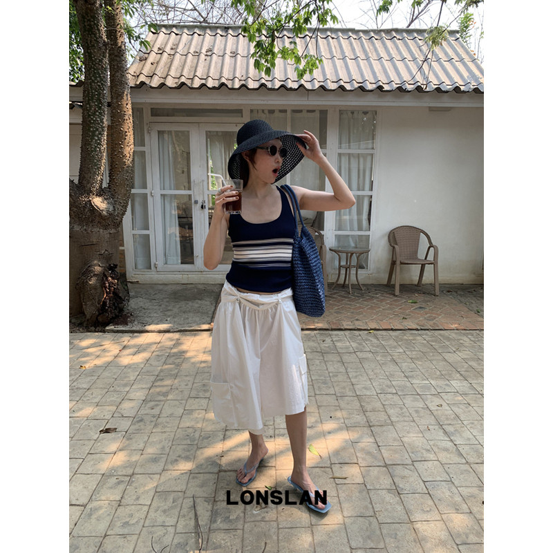 LONSLAN 론슬란 치마바지 카프리팬츠 버뮤다 와이드팬츠 여성 여름바지 - 상세 이미지 3