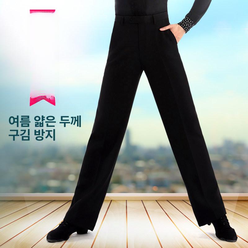 댄스복 남성 바지 재즈 남자 하의 라틴 댄스스포츠 사교 블랙 (얇은) 허리둘레 2.2(29) - 상세 이미지 3