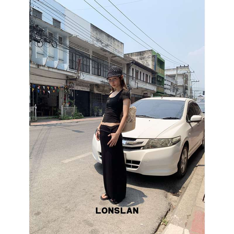LONSLAN 론슬란 롱스커트 h라인 여성 여름스커트 치마 - 상세 이미지 2
