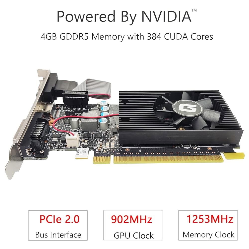 Glorto GeForce GT 730 4G GDDR5 로우 프로파일 그래픽 카드, PCI Express 2.0 x 8, HDMI / DVI VGA, PC, SFF 및 HTPC용 - 상세 이미지 2