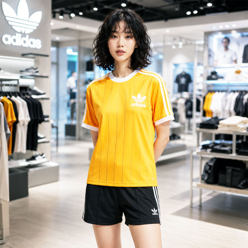 아디다스 오리지널스 삼선 핀 스트라이프 여성 반팔 티셔츠 IY7223 이미지 7