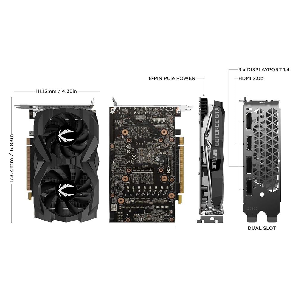 ZOTAC 게이밍 지포스 GTX 1660 슈퍼 6GB GDDR6 192비트 그래픽 카드, 컴팩트, ZT-T16620F-10L GTX 1660 Super - 상세 이미지 2