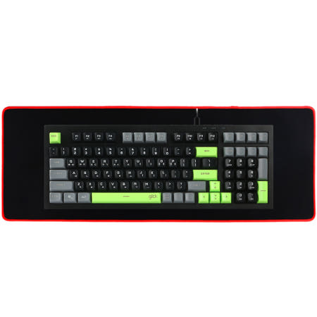 지클릭커 KPS80 98키 무소음 유선 게이밍 키보드 장패드 세트 포커그린