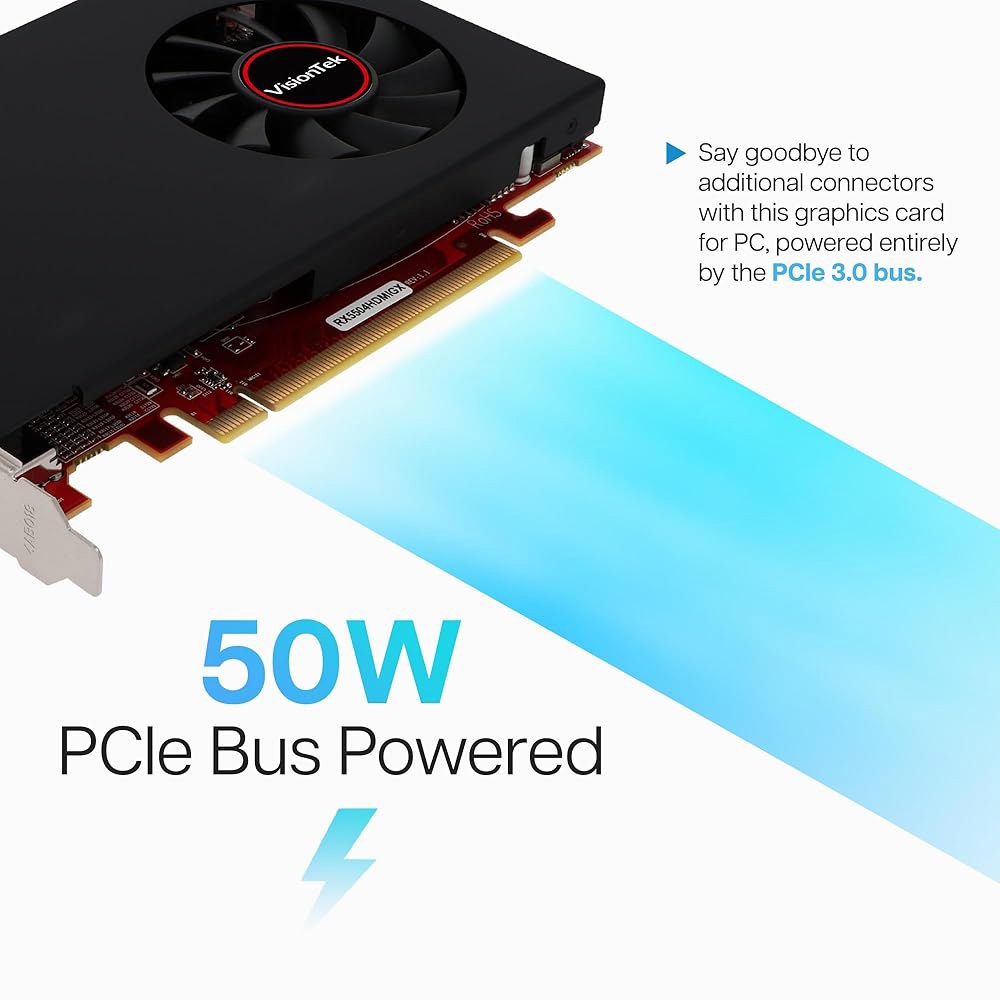비전텍 라데온 Rx 550 4GB GDDR5 u2013 4K 해상도 지원 그래픽 카드 x4 HDMI 출력, 프리싱크 2, PCI 익스프레스 3.0, DirectX 12, 버스 구동 - 상세 이미지 3