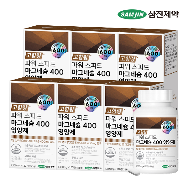 삼진제약 파워 스피드 마그네슘 400 영양제 120정, 6개 - 상품 이미지