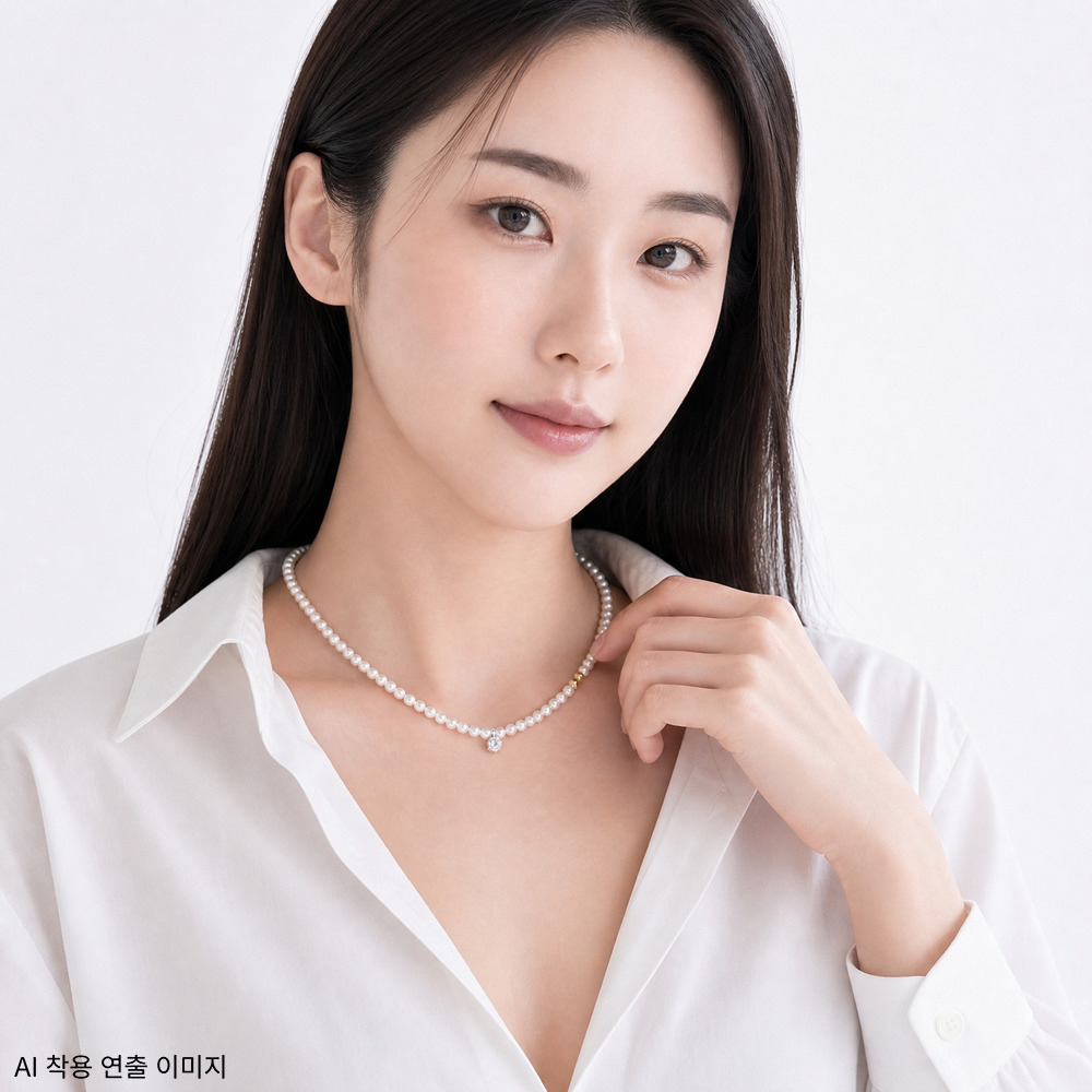 14k 4mm 컷팅볼 큐빅 진주 비드 목걸이 OPPN0156 - 상세 이미지 5