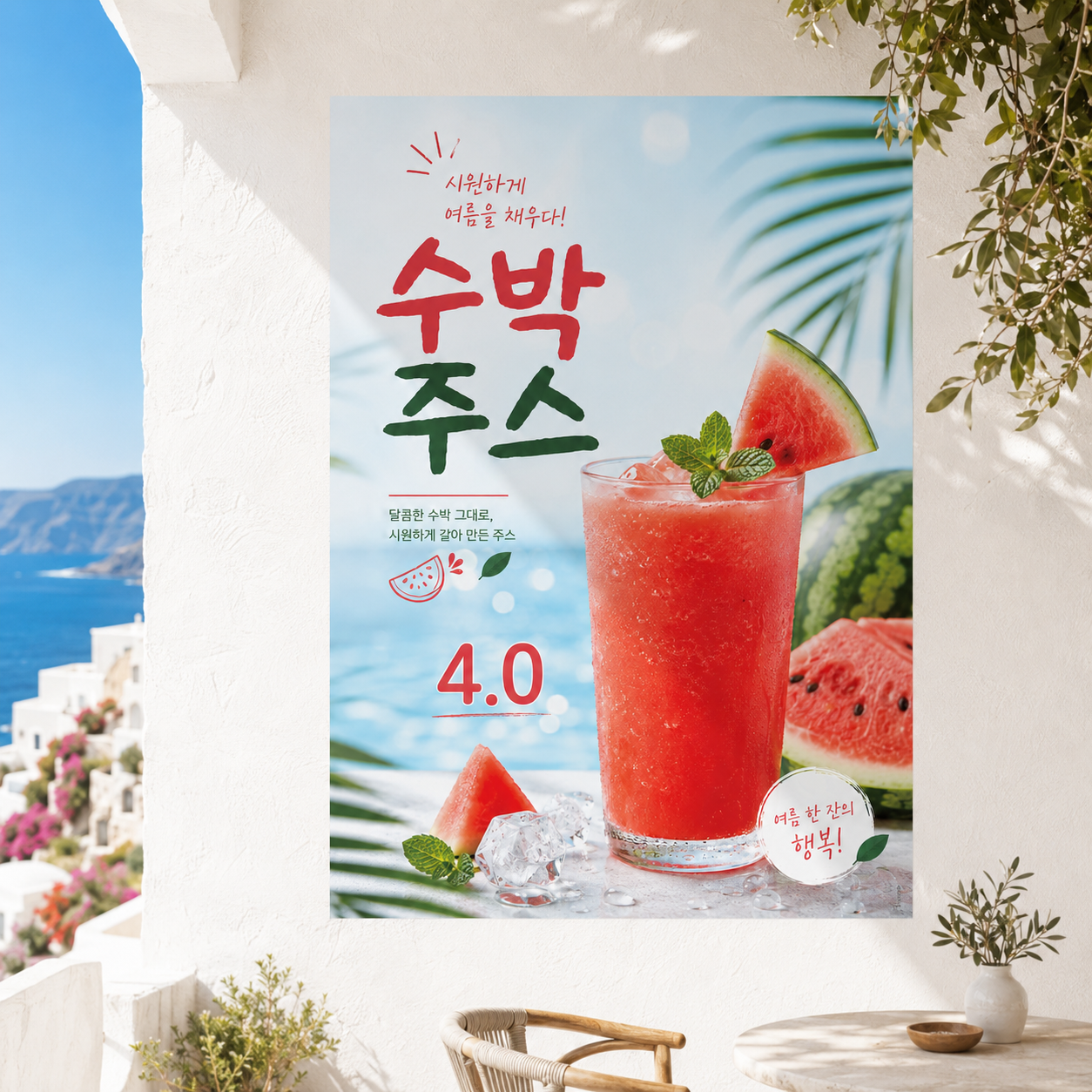 수박주스 포스터 제작 메뉴 인쇄 디자인 카페 D 반광택 인화지 235g A3 - 상품 이미지