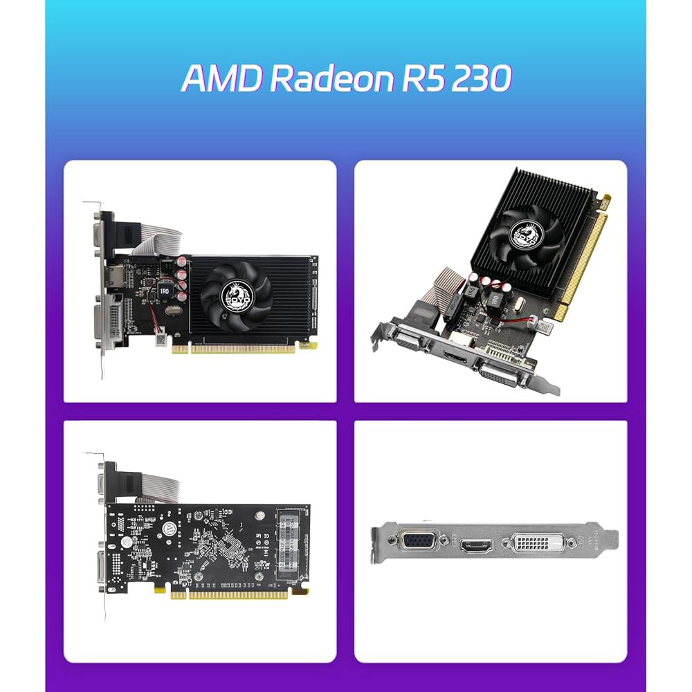 SOYO AMD Radeon R5 230 로우 프로파일 그래픽 카드, 2GB DDR3 64비트, VGA / DVI HDMI 1.3A, Windows 10 8.1 7 PC용 SFF - 상세 이미지 2