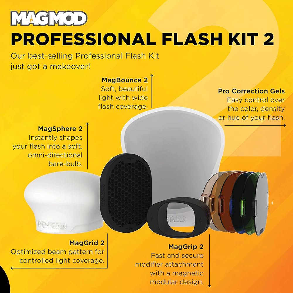 MagMod 프로페셔널 플래시 키트 2, 사진 조명 디퓨저 세트, 마그네틱 라이트 부착물, 경량 수정자, 우수한 제어 - 상세 이미지 2