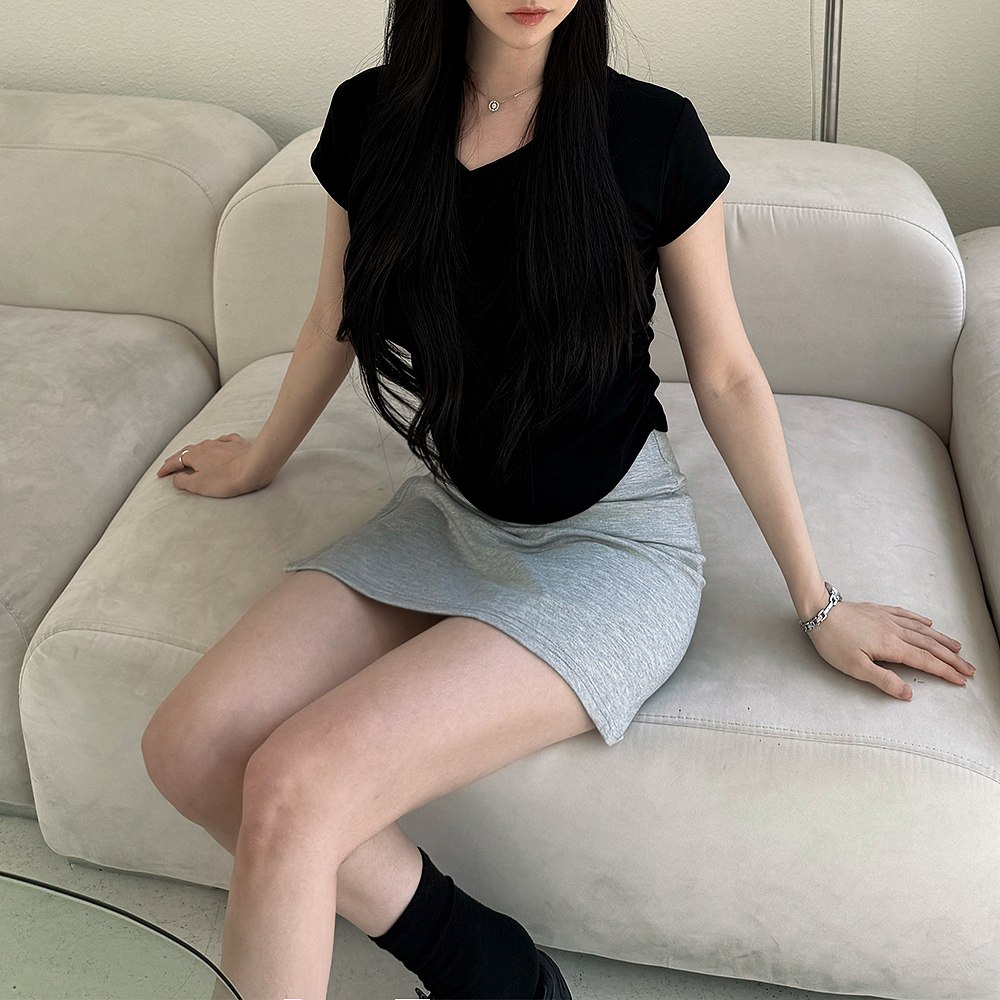 하이웨스트 치마바지 스판 랩 미니 편한 운동용 트임 스커트 이미지 6