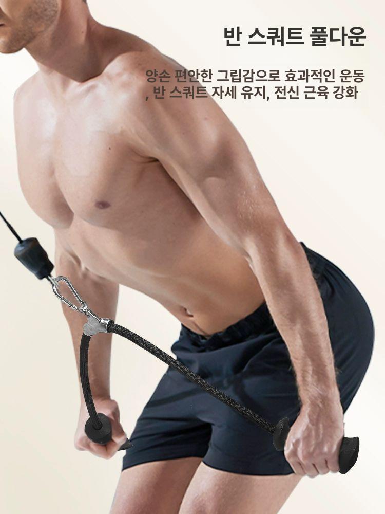 손모양 삼두 그립 헬스용품 장비 홈짐 푸쉬 다운 로프 블랙 말굽 - 상세 이미지 4