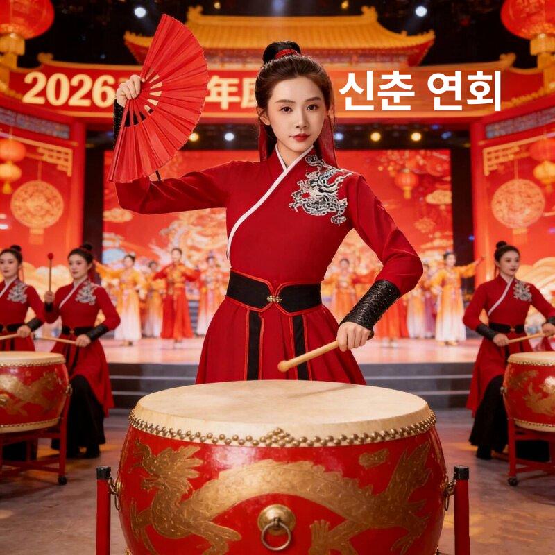 난타 공연의상 무대 S 아랑고고 바지 허리띠 상의 리본 5피스 세트 S 40-47.5kg - 상세 이미지 3