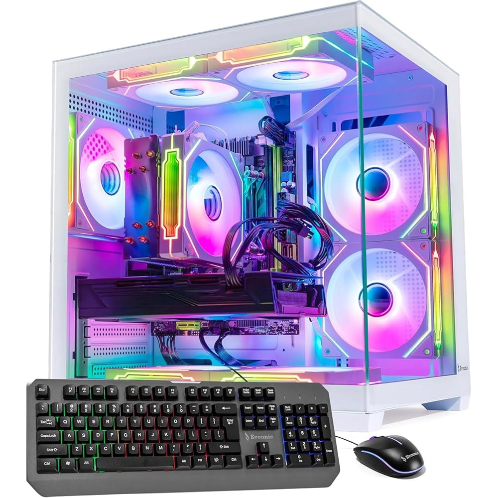에보닉 화이트 게이밍 PC 워크스테이션 u2013 i7 제온 12코어, 지포스 RTX 4060 8GB GDDR6, 64GB RAM, 512GB NVMe + 1TB HDD, WiFi - 상품 이미지
