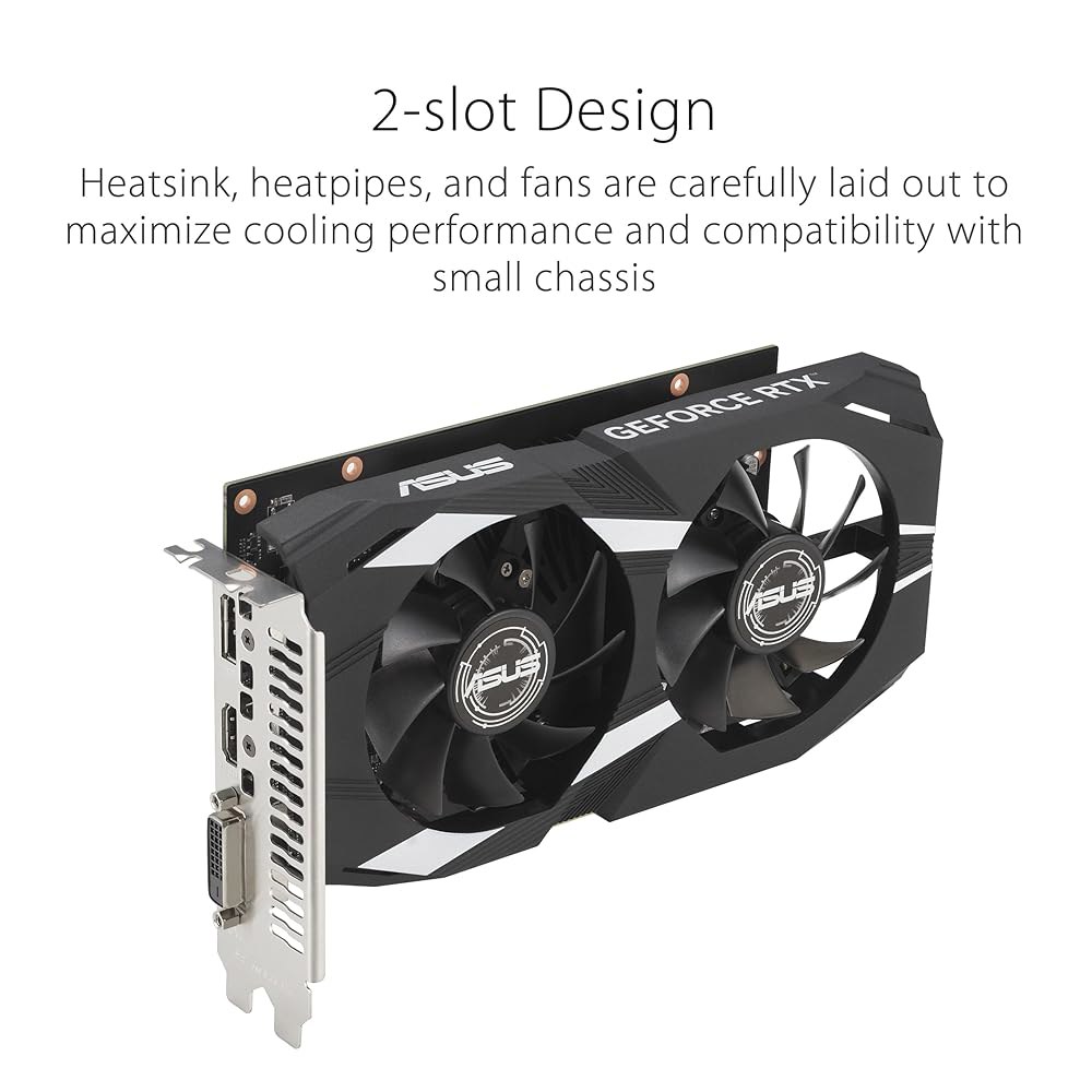 ASUS 듀얼 엔비디아 지포스 RTX 3050 6GB OC 에디션 게이밍 그래픽 카드 - PCIe 4.0, GDDR6 메모리, HDMI 2.1, 디스플레이포트 1.4a, 2슬롯 - 상세 이미지 3