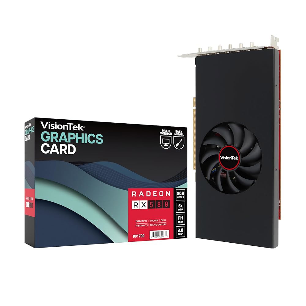비전텍 AMD 라데온 RX 580 6M 싱글 팬 8GB GDDR5 PCIE 3.0 그래픽 카드 2GB 900614 - 상품 이미지