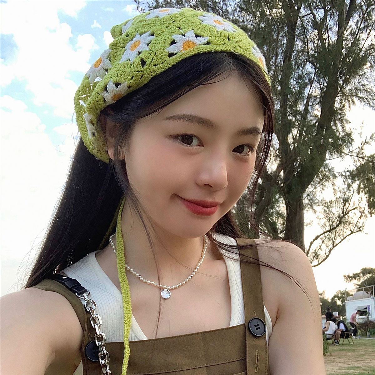 헤어 머리띠 두건 여성용 복고풍 스카프 뜨개질 M440 프룻그린 M 56-58cm - 상세 이미지 2